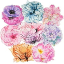80 Pieces Large Size Transparent Waterproof Flower Stickers Set, Decorative Floral Clear Vinyl Wall Decals Stick Floral Decal for Home Nursery Bedroom Living Room