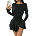 thumbnail image 3 of Womens Long Sleeve Corset Mini Dress Ruffle Hem Short Party Club Dresses, 3 of 9