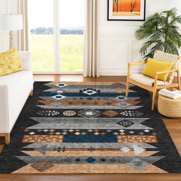 Addison Rugs Chantille Indoor/Outdoor Transitional Global Black Machine Washable Rectangle Rug, 10' x 14'