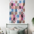 thumbnail image 4 of Vintage Tapestry, Geometric Checkered Squares with Blooming Flowers Spring Season Plant Arrangement, Wall Hanging for Bedroom Living Room Dorm Decor, 60W X 80L Inches, Multicolor, by Ambesonne, 4 of 5