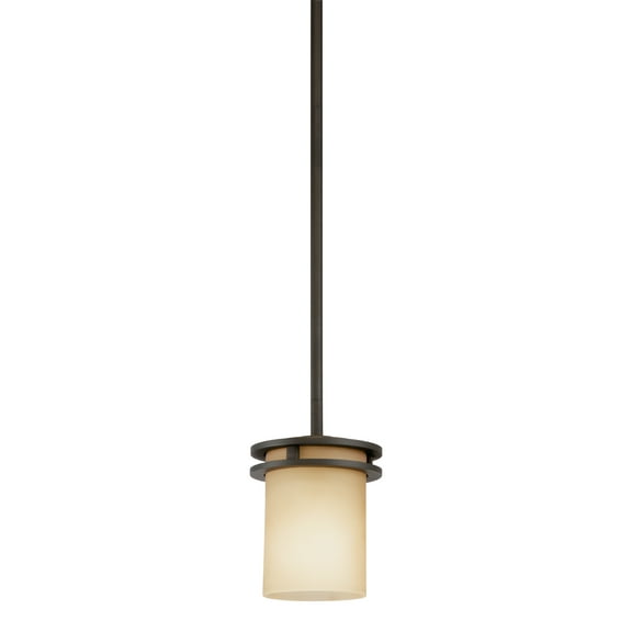 Kichler Hendrik 7.5" Contemporary 1 Light Olde Bronze Mini Pendant Light with Umber Glass