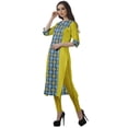 thumbnail image 4 of Moomaya Women Printed Kurti Knee Length Kurta Tunic Tops V Neck Plus Size Dress, 4 of 6