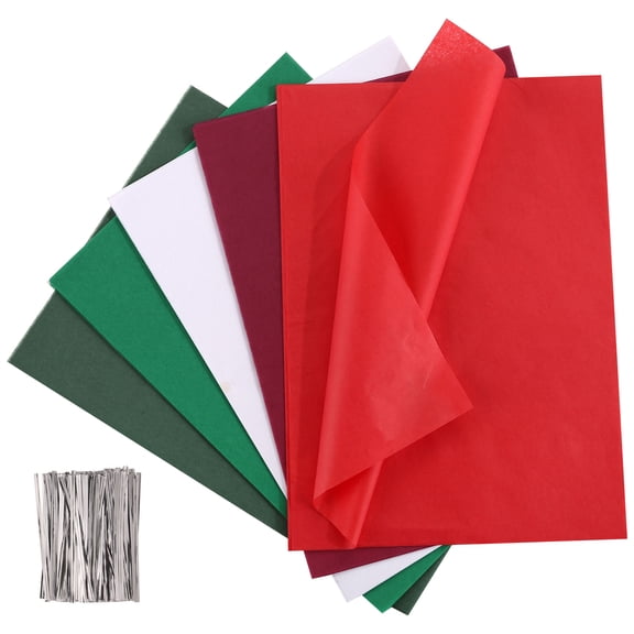 Naler Christmas Tissue Paper Bulk for Crafts, 6.7"x 9.4" 300 Sheets 5 Colors for Christmas Decorations, Gift Bags, Boxes, Christmas Crafts, Paper Flowers, Pom Poms, and More