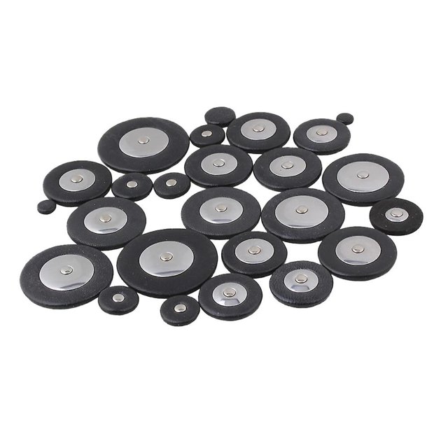 Juego de 25 almohadillas de cuero para saxofón, accesorios de viento de madera para saxofón, color negro