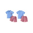 thumbnail image 2 of BemeyourBBs Toddler Baby Boy 4th of July Outfit Baby Boys Memorial Day Independent Day Outfit Patriot American Flag Popsicle Short Sleeve Shirt and Plaid Shorts 2 Pcs Set Toddler Boy Summer Outfit, 2 of 9