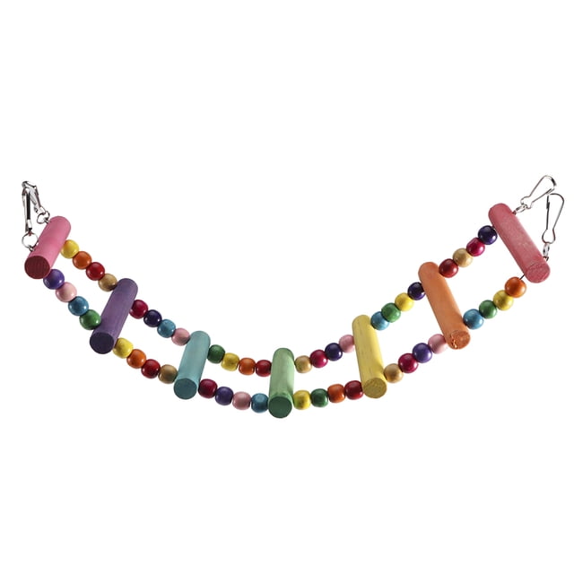 Escalera de escalada con cuentas de madera natural de colores, columpio, juguete para loros, soporte para barra, suministros para loros