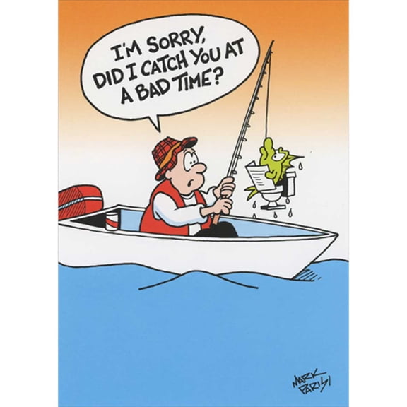 Oatmeal Studios Man Catches Fish on Toilet Funny Birthday Card for Man