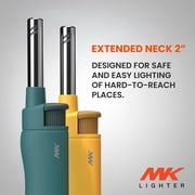 MK Mini Utility Lighter Refillable Butane, Wind-Resistant, Assorted Colors, 2 Pack