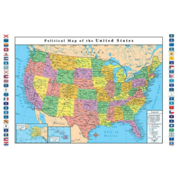 4 Foot United States Map with Flags [72116]