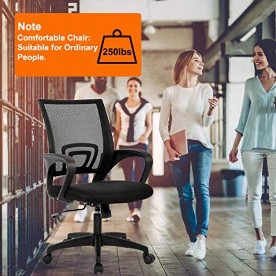 Home Office Chair Ergonomic Desk Chair Mesh Computer Chair With Lumbar Support Armrest Executive Rolling Swivel Adjustable Mid Back Task Chair For Women Adults Black