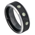 thumbnail image 1 of 2-Tone Black Tungsten Wedding Band - 0.21ctw Peridot 3-stone Band - Personalized Tungsten Wedding Ring - Custom Made August Birthstone Ring TN667BS, 1 of 1