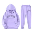 thumbnail image 4 of SGMVNU Girls Sweatsuit 2 Piece Outfits Boys Pullover Hoodie and Sweatpants with Pockets Fall Winter Outfits for Kids, Size 2-3 Years, Purple, 4 of 4