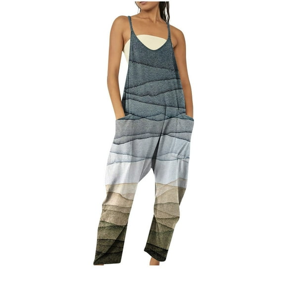 Plus Size Bodycon Jumpsuit 5x,Jumpsuits for Women Casual Summer Rompers Sleeveless Loose Spaghetti Strap Baggy Overalls Jumpers with Pockets 2023