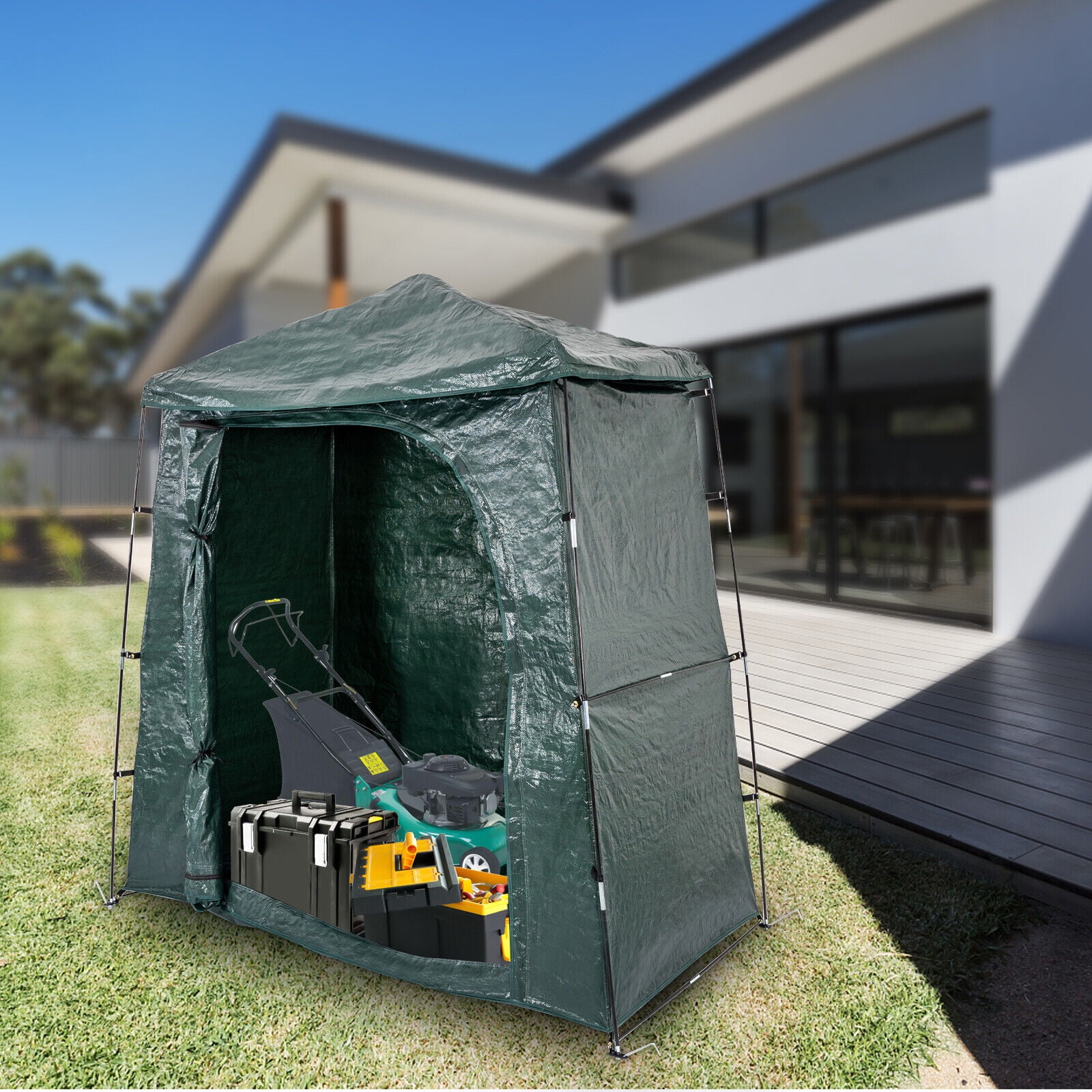 OUKANING Garden Bicycle Storage PE Tent Foldable Shed
