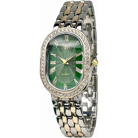 Women Rome Watch Oval Case Adjustable Stainless Steel Watch Band Analog Quartz Watch