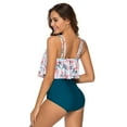 thumbnail image 6 of SHANNA Women Swimwear, Two Piece Bathing Suits Ruffled Flounce Top with High Waisted Bottom Bikini Set (Floral Green, 2XL Size), 6 of 7