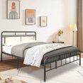 thumbnail image 2 of paproos Metal Queen Bed Frame, Black Platform Bed with Victorian Headboard and Footboard, Heavy Duty & Quick Assembly, 2 of 10