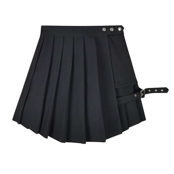 Npasoilc Dresses for Women Women's Pleated Skirt High Waist A-line Hip Bag Versatile Checkered Irregular Skirt
