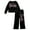 Black, variant on Barbie Velour Drop Shoulder Zip Up Hoodie and Flare Pants Outfit Set Toddler to Big Kid