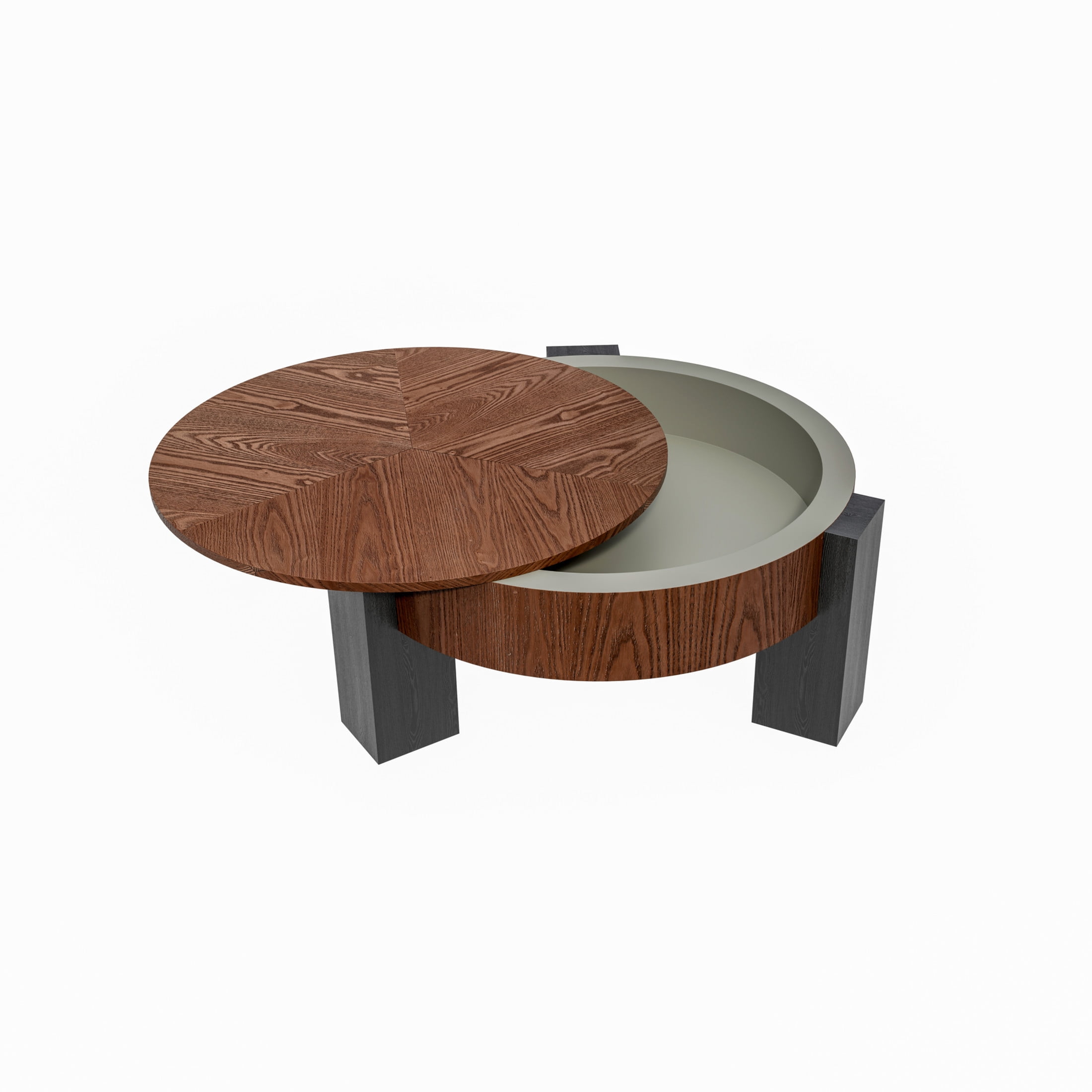 Noble House Lira 33" Round Coffee Table with Hidden Storage, Sturdy Accent Table for Living Room, Small Space, Walnut