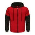 thumbnail image 1 of pstuiky camisetas de manga larga para hombre, Chaqueta con capucha y cremallera para hombre, con bloques de color y manga larga de terciopelo. camisetas de hombre l, 1 of 5
