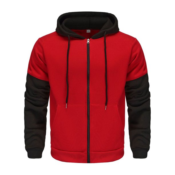 pstuiky Camisas casuales de manga larga para hombre, Chaqueta con capucha y cremallera para hombre, con bloques de color y manga larga de terciopelo. Tops de talla grande para hombre xl