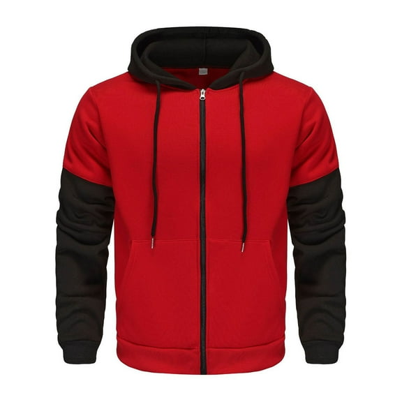 Zkozptok Zipup Hoodie Men Long Sleeve Color Block Sweatshirt Fall Casual Fleece Lined Jackets Coat