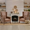 thumbnail image 4 of MOJAY Mid-Century Modern PU Leather Accent Chair, Living Room Wingback Armchair, Brown, 4 of 12