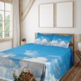 thumbnail image 2 of Landscape Sheet Set, Vast Cloudy Sky Scenics Windy Weather Calming View Panoramic Scenery Picture, Fitted and Flat Sheet with Pillowcases Bedding Accent 4 Piece Set, Calking, Blue White, by Ambesonne, 2 of 5