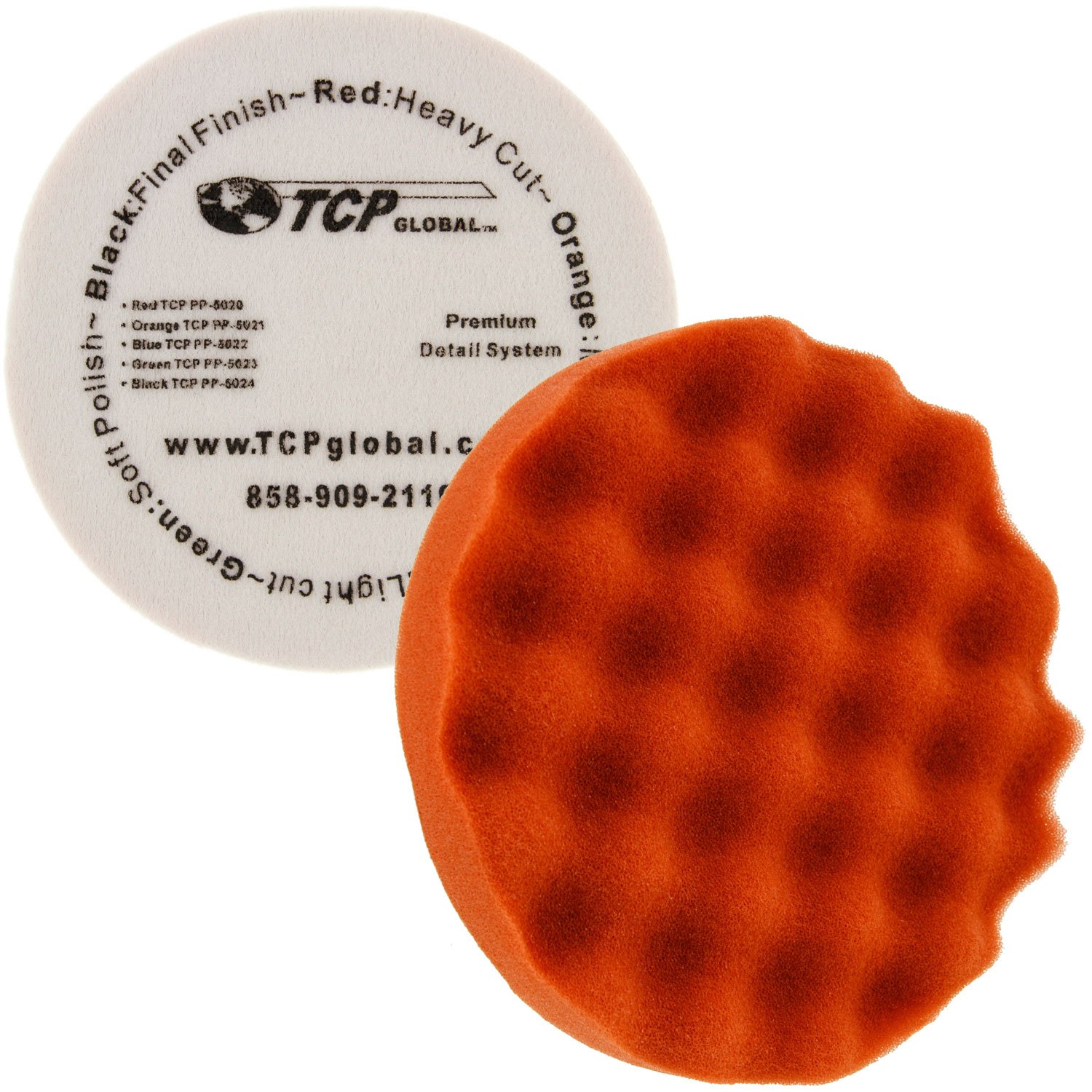 8" Red Waffle Foam Buffing Pad Extra Coarse Cutting Buffing Hook & Loop