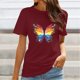 thumbnail image 2 of Gibobby Playera Corte clásico para Mujer Letras Mujeres Impresión Tops Tunic Short Loose Shirts Casual Tee Sleeve Blouse Mujeres rubias(Vino,CH), 2 of 5