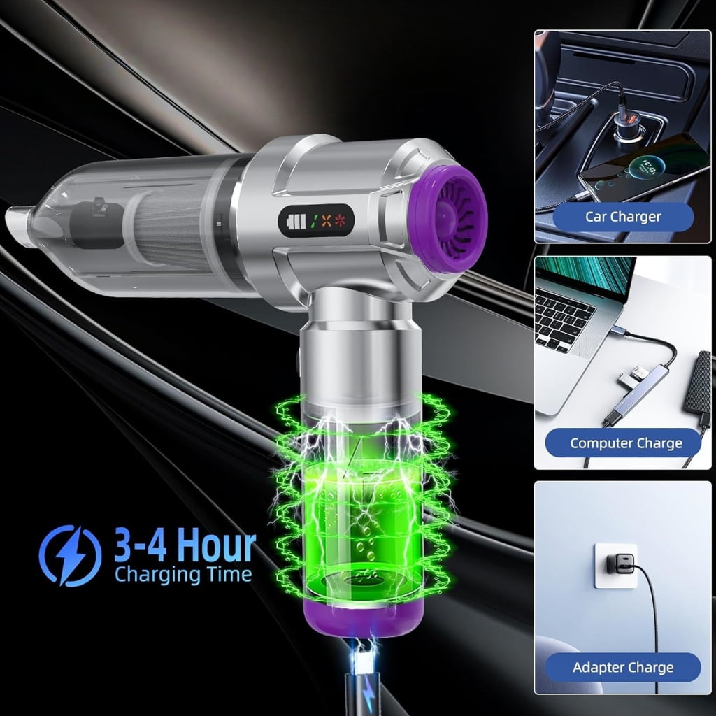 High Suction 18000Pa Car Vacuum Cleaner One Touch Dust Emptying Fast Charging