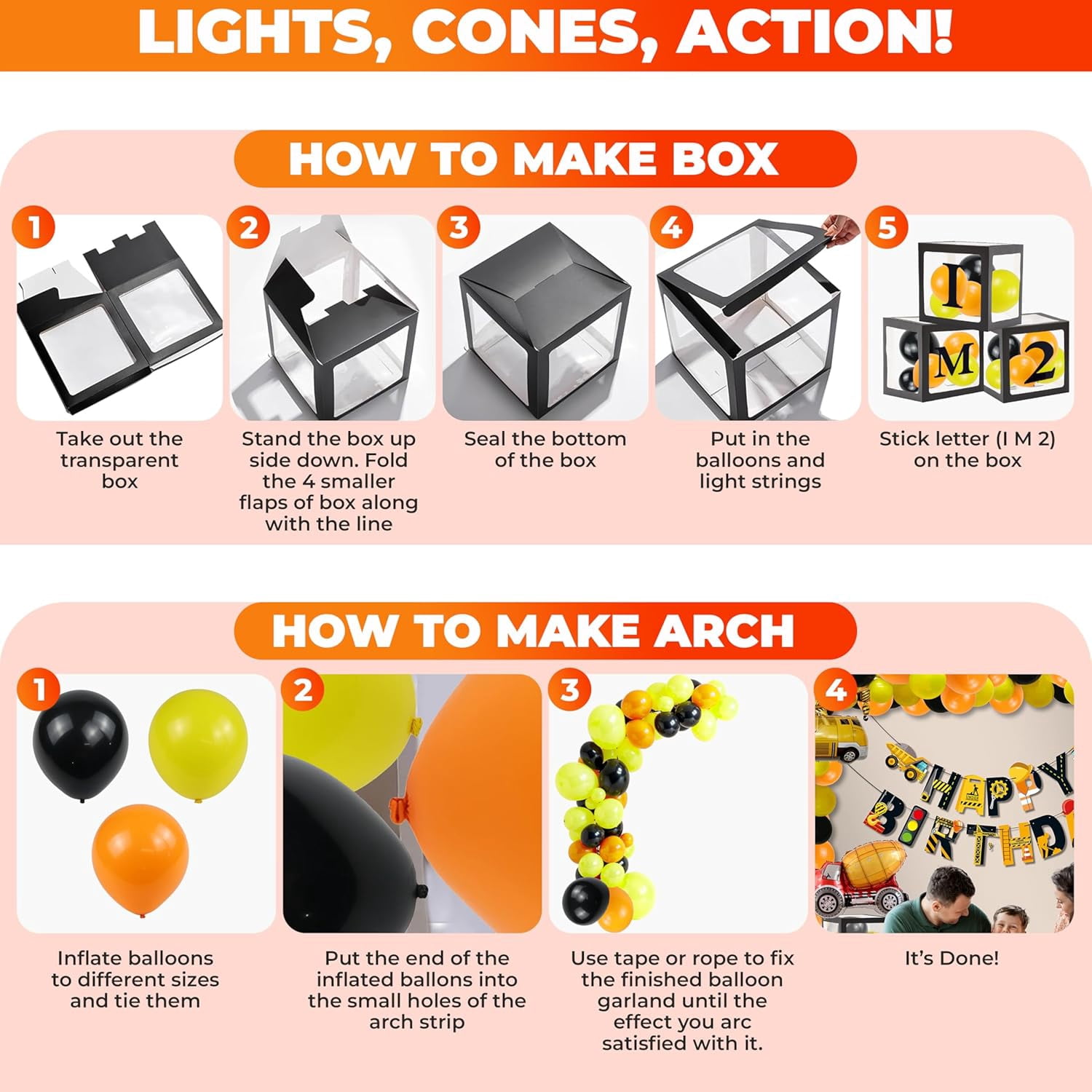 Empire Party Supply Construction 2nd Birthday Party Decoration Kit Balloon Garland Box Dump Truck Supplies 164 Pieces