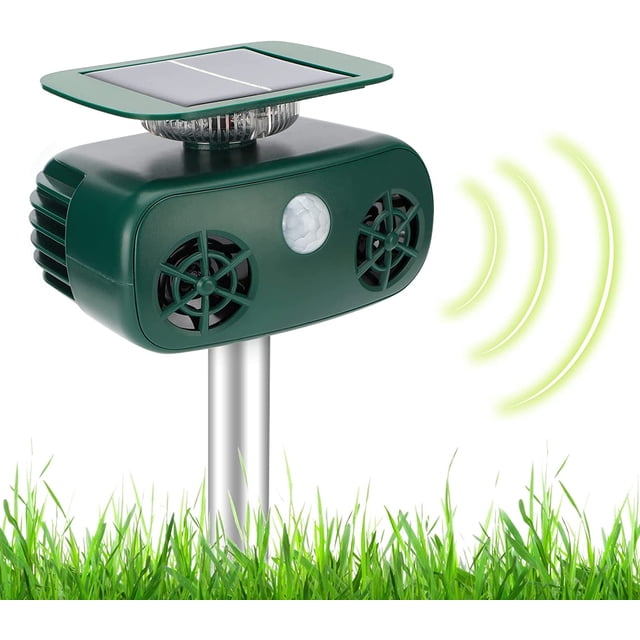 Repelente ultrasónico para gatos, resistente al agua y con energía solar, para exteriores, con LED intermitente, para perros, ardillas, pájaros y animales salvajes