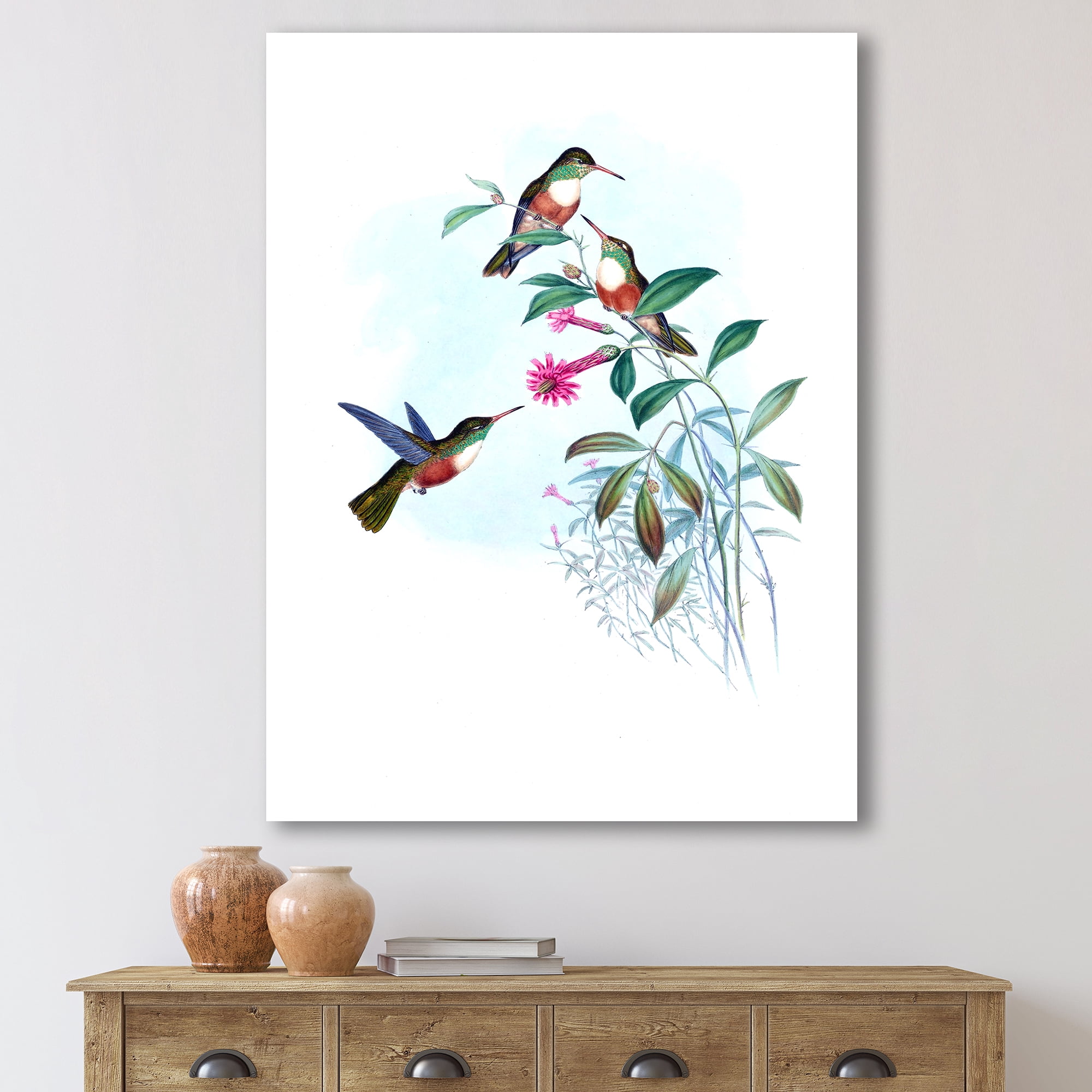 Designart ' Ancient Hummingbird IV ' Traditional Canvas Wall Art Print