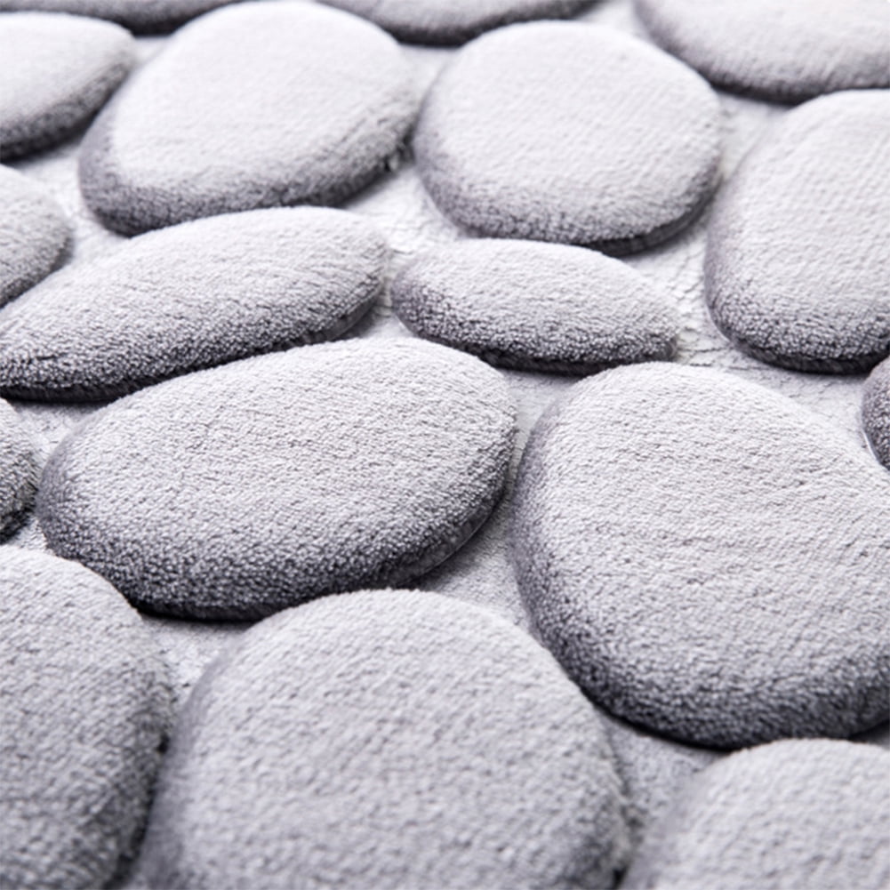 Non-Slip Pebble Flannel Bathroom Bath Rug Foam Pad Mat Shower Floor Carpet 40*28