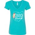 thumbnail image 3 of Inktastic Ohio Strong with State Silhouette and Pink Flowers Women's V-Neck T-Shirt, 3 of 5