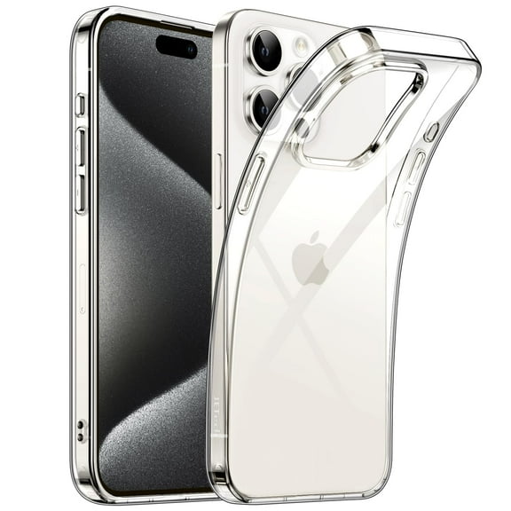 JETech Case for iPhone 15 Pro Max 6.7-Inch, Soft TPU Transparent Slim Protective Phone Cover with Shock-Absorption, Support Wireless Charging (Clear)