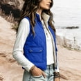 thumbnail image 4 of Women Fleece Lined Quilted Vest Sleeveless Zip up Outerwear Lapel Collar Warm Waistcoat Casual Fall Winter Gilet with Pockets Blue L, 4 of 7