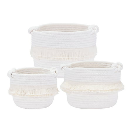 Unique Bargains 3 Pack Storage Basket Shelf Storage Bin Organizer Bin for Home White