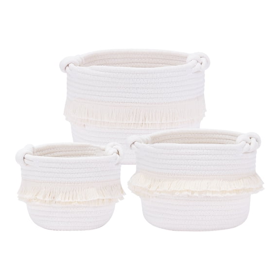 Unique Bargains 3 Pack Storage Basket Shelf Storage Bin Organizer Bin for Home White