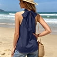 thumbnail image 4 of Kukoosong Women's Mock Neck Halter Tank Tops, Sleeveless Gathered High Neck Camisole Tops, Soft Stretchy Loose Fit Casual Vest Shirts for Summer, 4 of 7