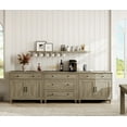thumbnail image 6 of WAMPAT Farmhouse TV Stand for 100 Inch TV, 3-in-1 TV Console Table with 5 Drawers and 4 Doors, Entertainment Center for 75-90 Inch TV, Kitchen Sideboard Buffet Cabinet for Dining Room, Wash Grey, 6 of 7