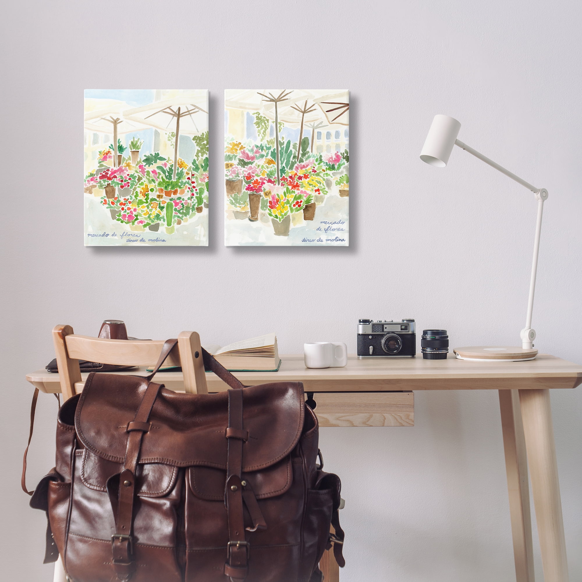 Stupell Industries Outdoor Gardens Patio Scenic & Cityscapes Painting Wrapped Canvas Art Print Wall Art, 16 x 20, Set of 2