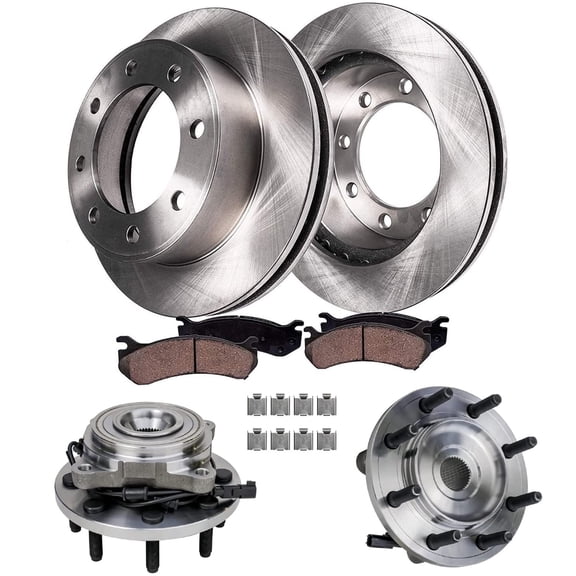 Detroit Axle - 4WD Front Brake Kit for 2012-2013 Ram 2500 3500 [8-Lug], Disc Brake Rotors Ceramic Brakes Pads Wheel Bearing Hubs Replacement