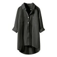 thumbnail image 2 of Weiqiqre Womens Spring Tops Oversized Linen Shirts Blouses Tops Long Sleeve High Low Button Up Shirts, 2 of 4
