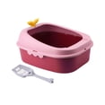 thumbnail image 2 of Toilette pour Chat Bac à Litière Semi-Fermé pour Animaux de Compagnie Rose, 2 of 9