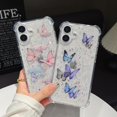 thumbnail image 2 of For iPhone 16 6.1" Glitter Case with Pink Butterfly, Shockproof Protective Phone Cover Women Girls Soft Flexible TPU Stars Sparkle Glitter Anti-Scratch Bling Case for iPhone 16 6.1 inch, Pink, 2 of 11
