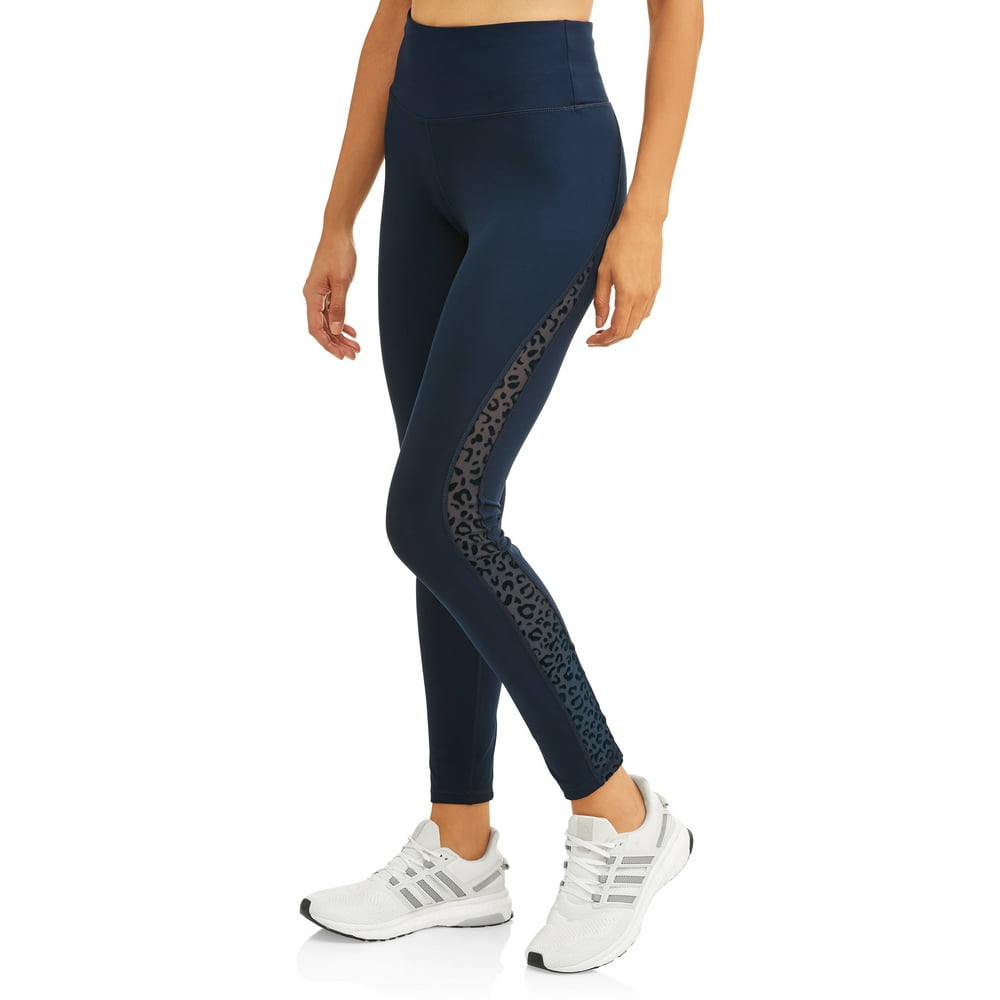 Avia Women's Activewear Mesh Leopard Print Side Stripe Legging
