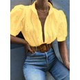 thumbnail image 6 of Gynyvoja Womens Summer Tops Cute Boho Blouses Beach Vacation Spring Outfits Eyelet Embroidered Clothes Yellow M, 6 of 7